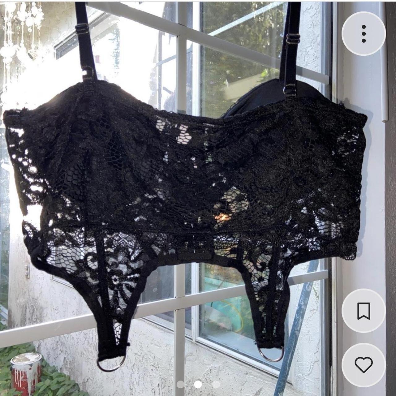 black lace corset crop top! brand: love J repop!... - Depop