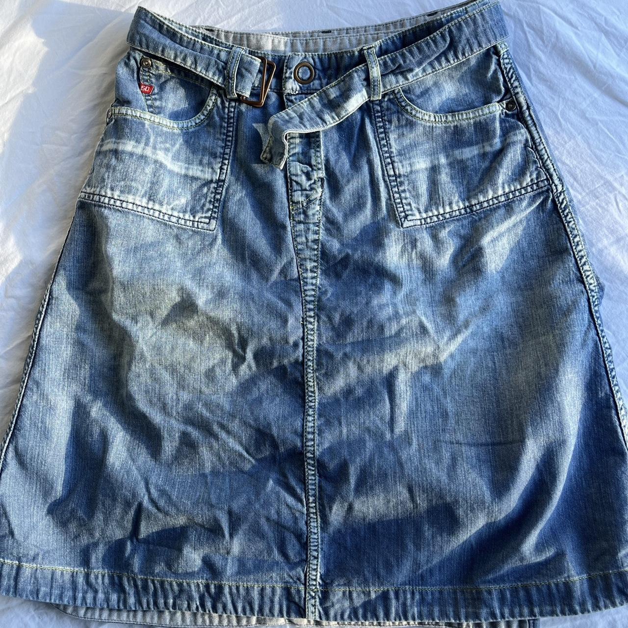 Vintage miss sixty wrap around denim skirt w/ belt... - Depop