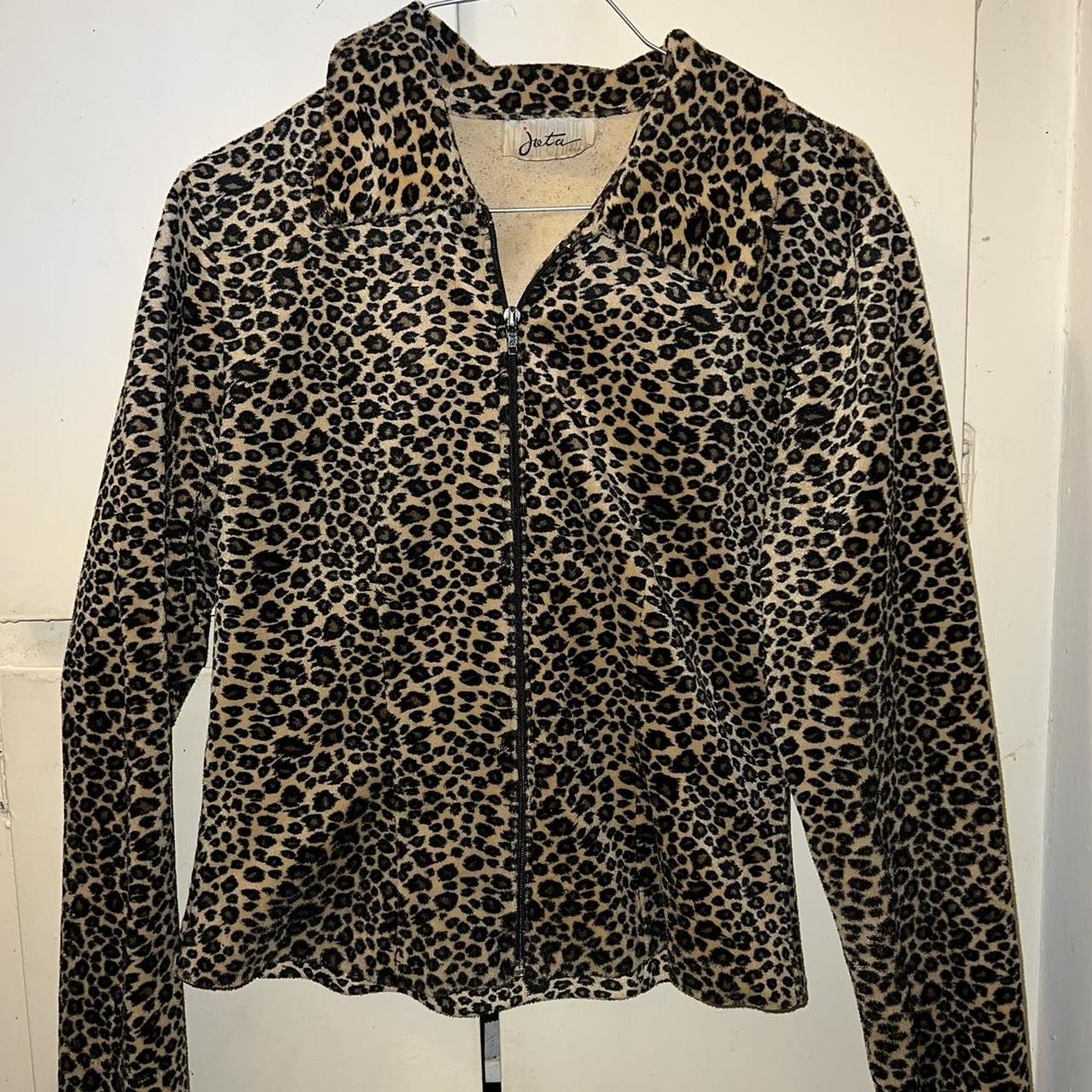 Cheetah Print Jacket Zip Up owned by my mom, super... - Depop