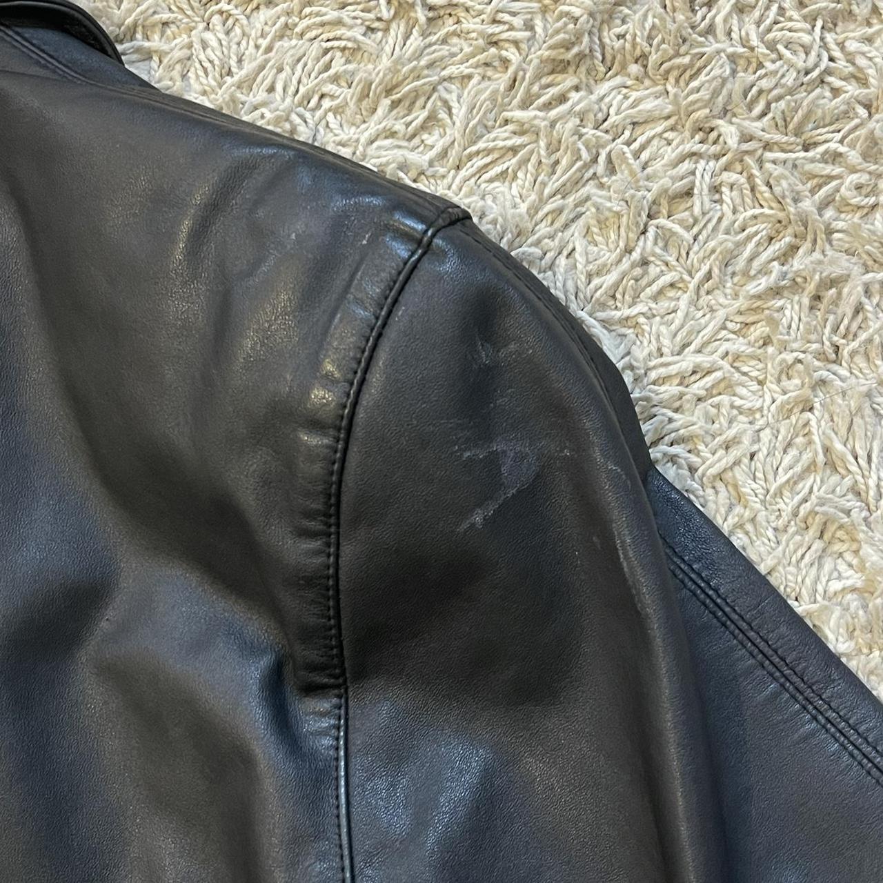 Vintage 1980s oversized black leather coat with... - Depop