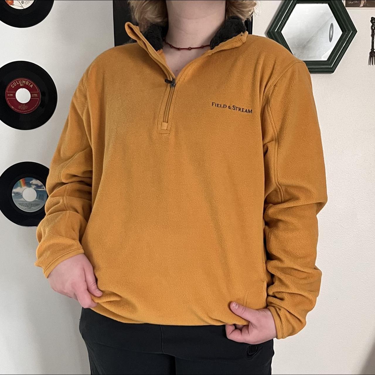 2000s mustard yellow fleece pullover dark mustard... Depop