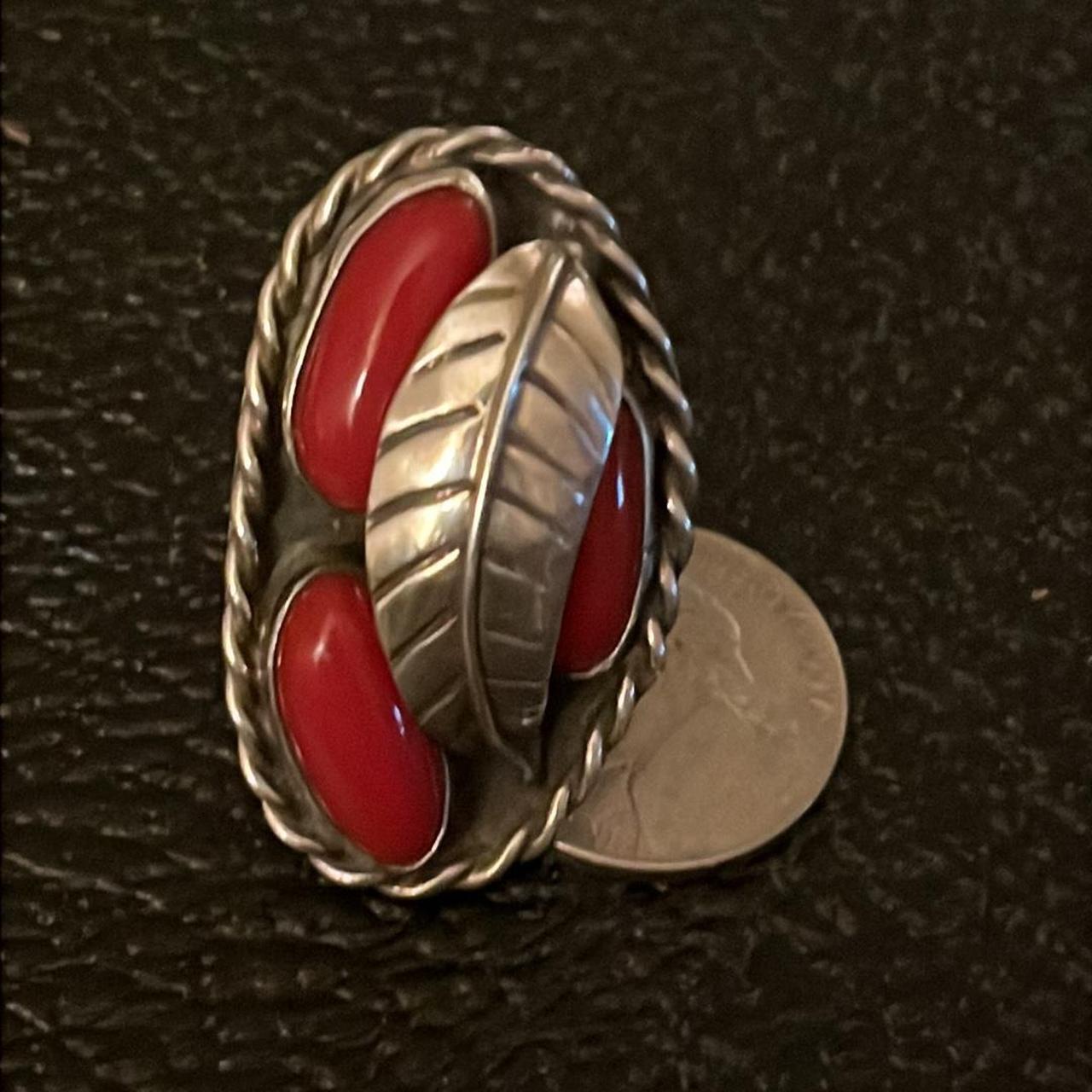 Native Women's Ring - Silver/Red – Native America… - image 3