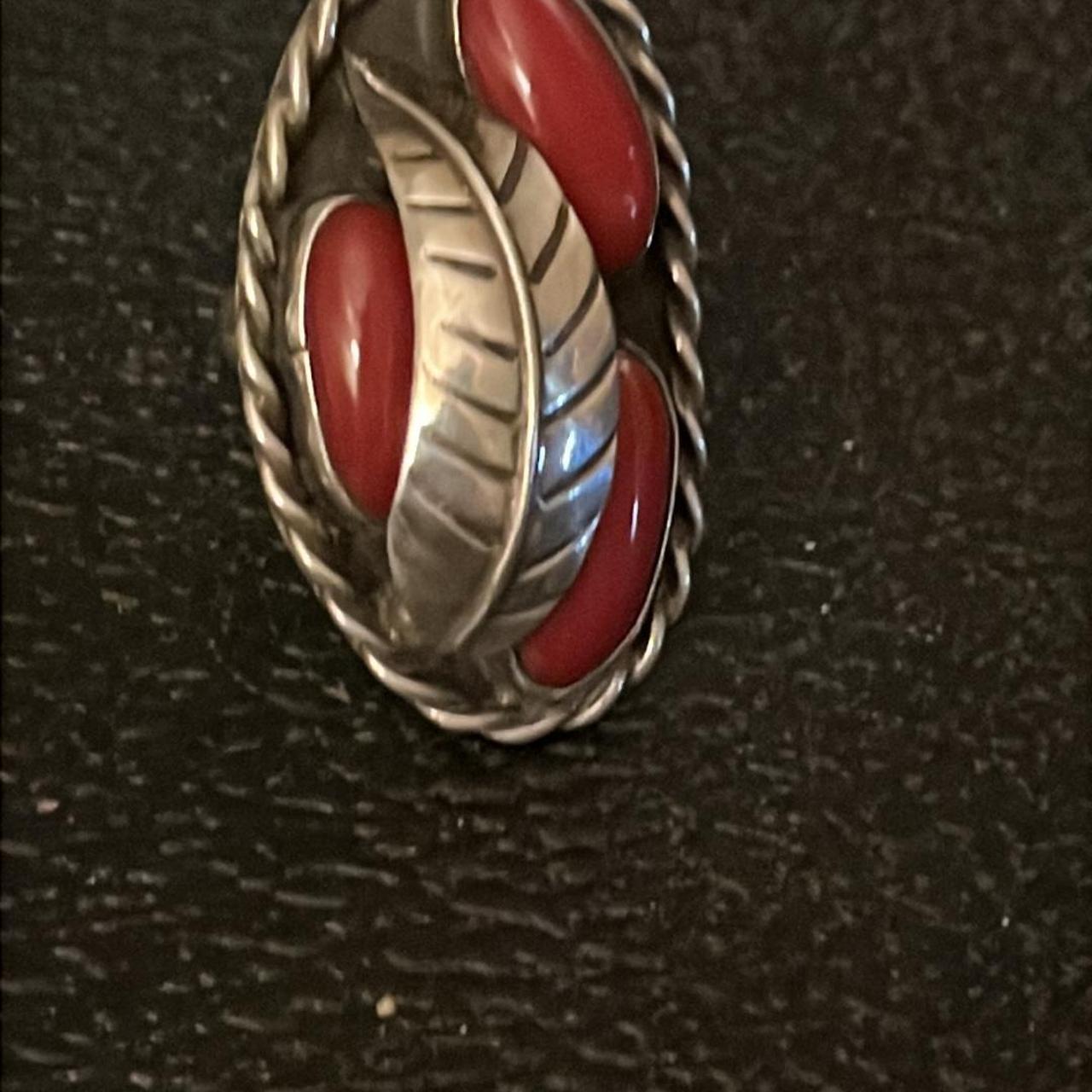 Native Women's Ring - Silver/Red – Native America… - image 1