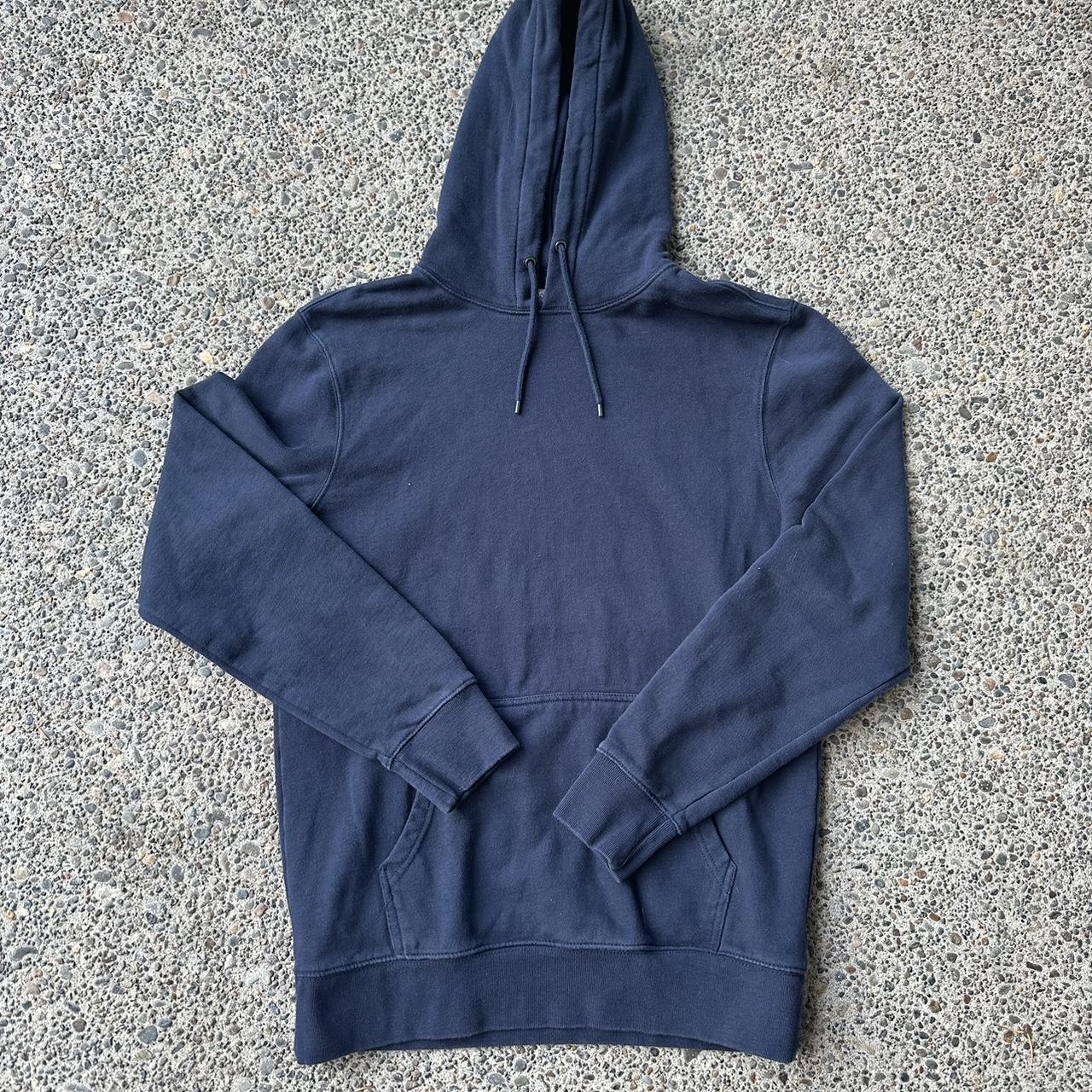 Blank Navy Blue Hoodie (Medium) - Depop