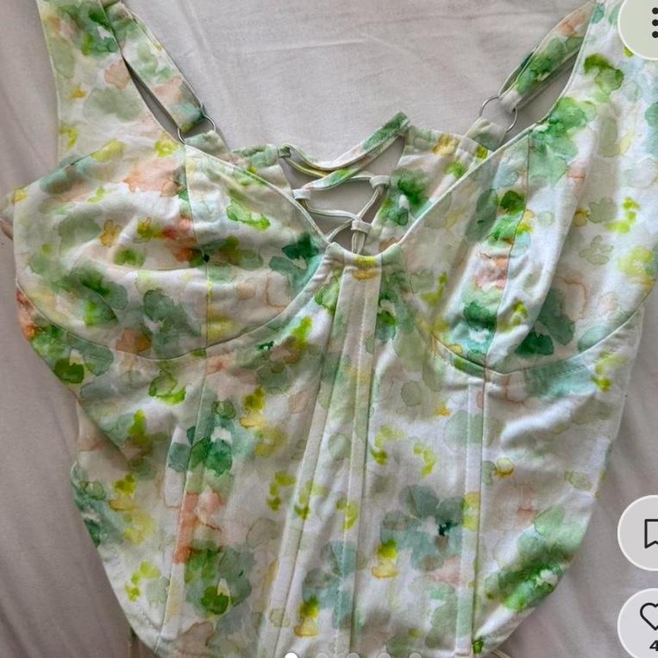 Green floral corset Glassons Size 10 Depop