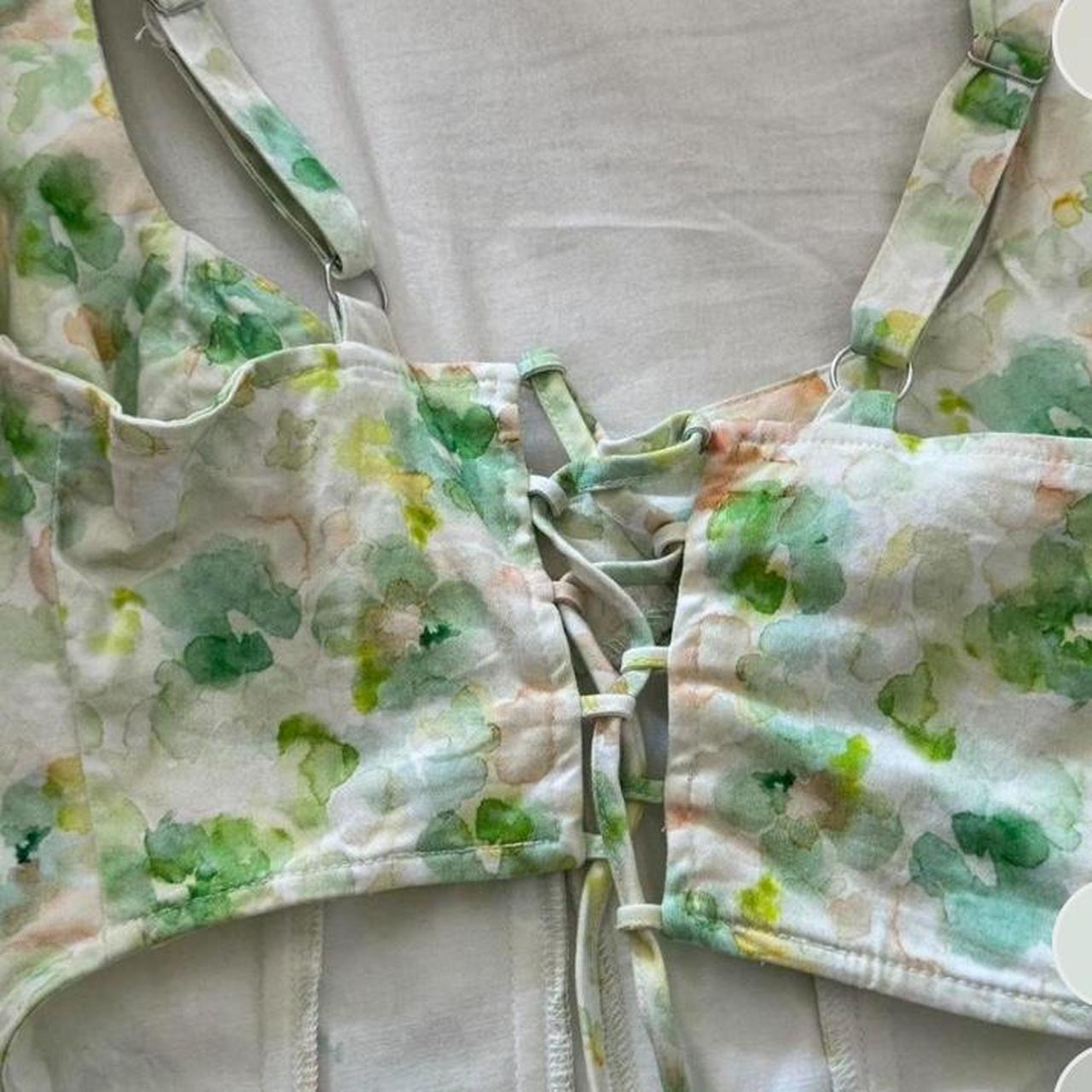 Green floral corset Glassons Size 10 Depop