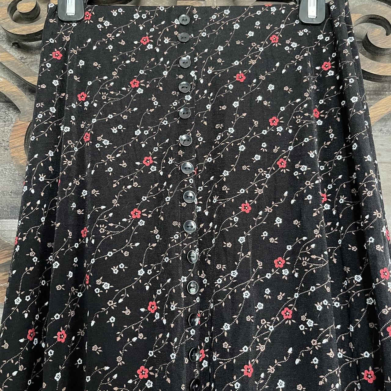 Floral Goth Skirt Midi Y2K 99s Vintage Pencil Skirt... - Depop