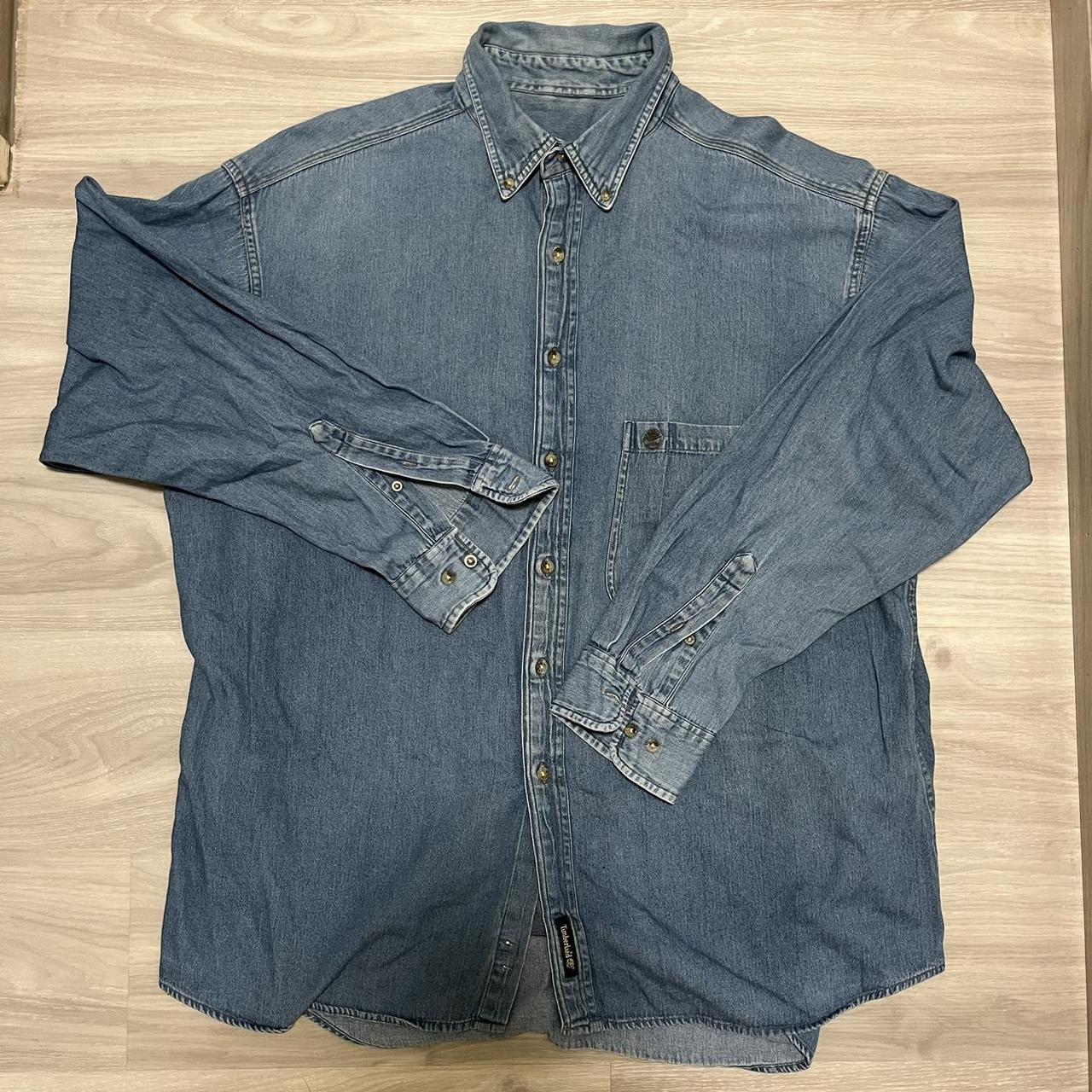 Timberland Denim Button Down Tee, Size: XL, Tag:...