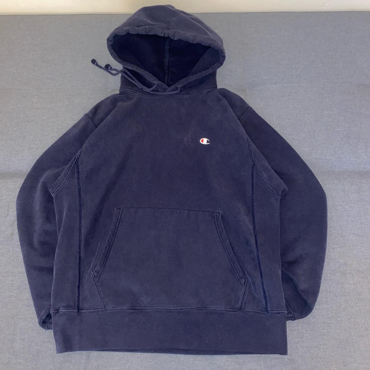 champion reverse weave hoodie size medium fits like... - Depop