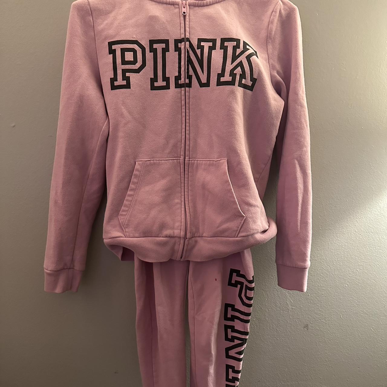 Pink sweatsuit The sweatpants has a small nail - Depop