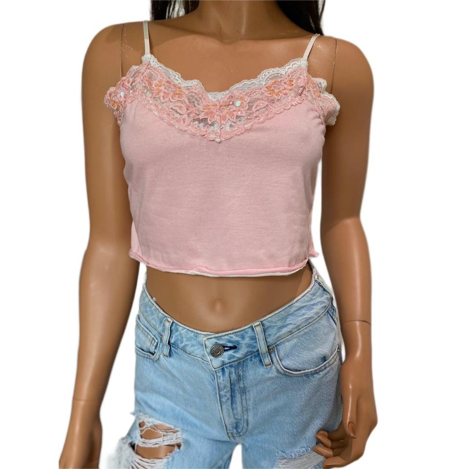 peach/pink lace trim flowy camisole ! (forever 21) - Depop