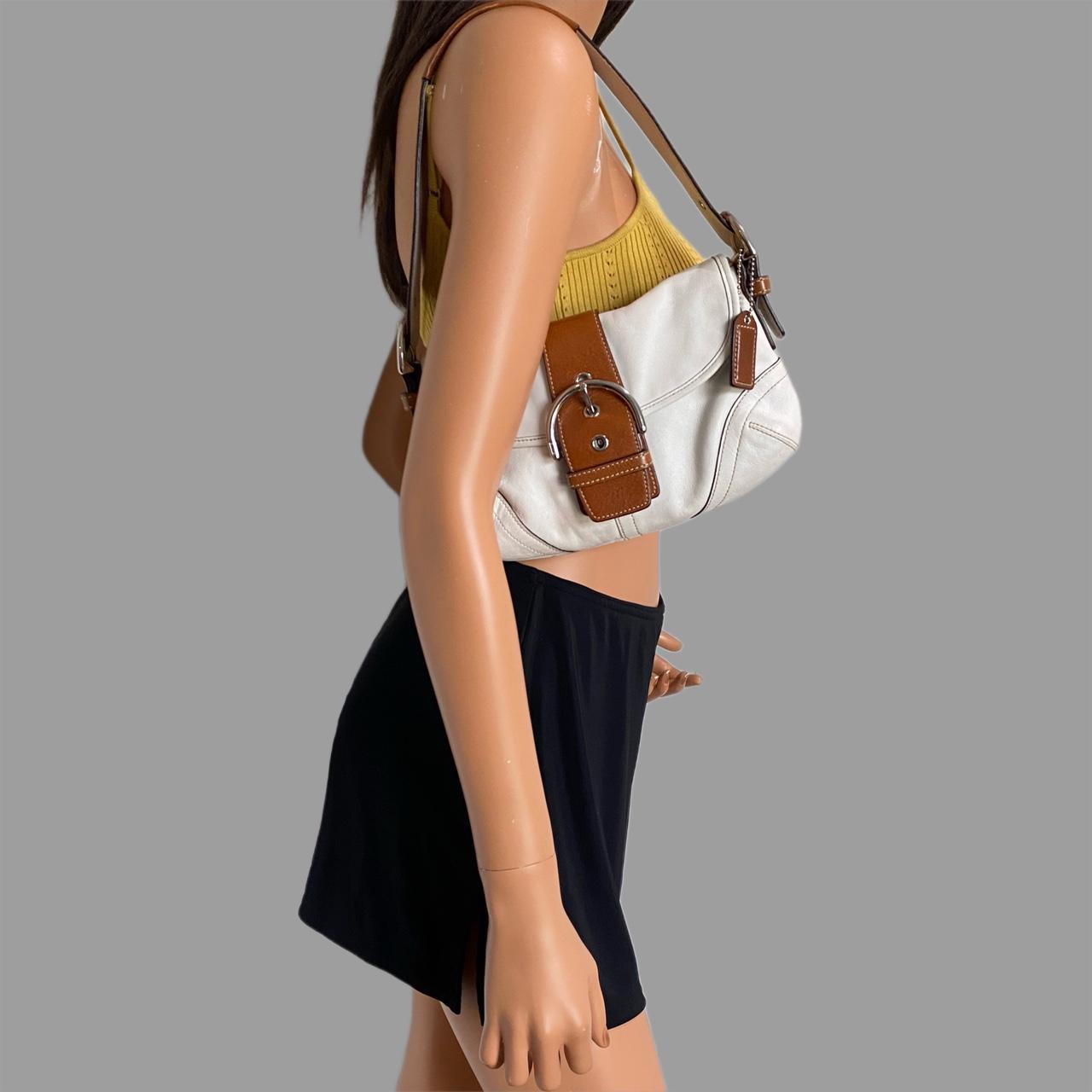 coach white and brown shoulder bag