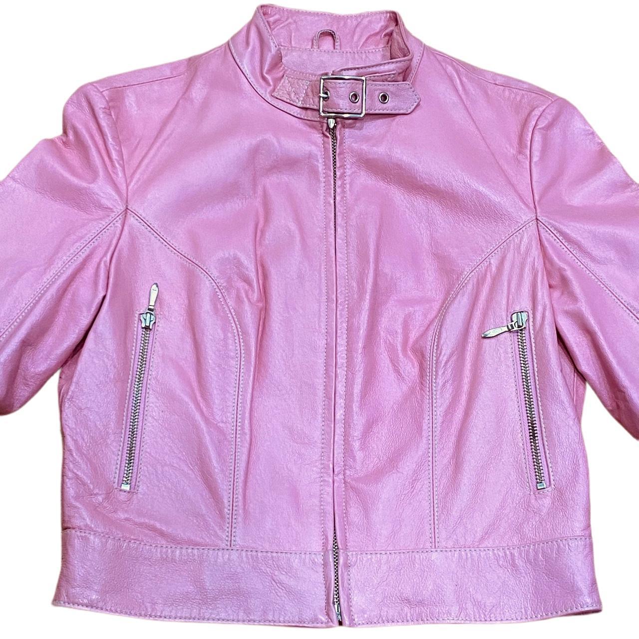 Wilson’s leather pink maxima coat jacket top zip Womens y2k barbiecore