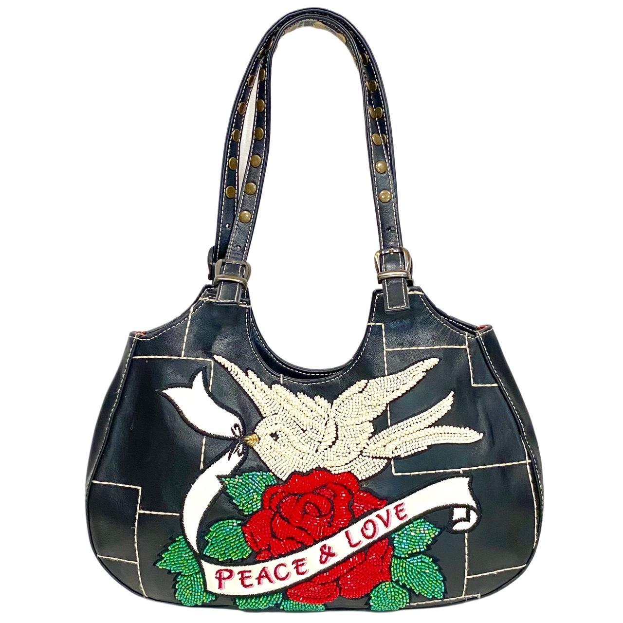 Like new Isabella Fiore Peace & Love Messenger Bag in black sold leather