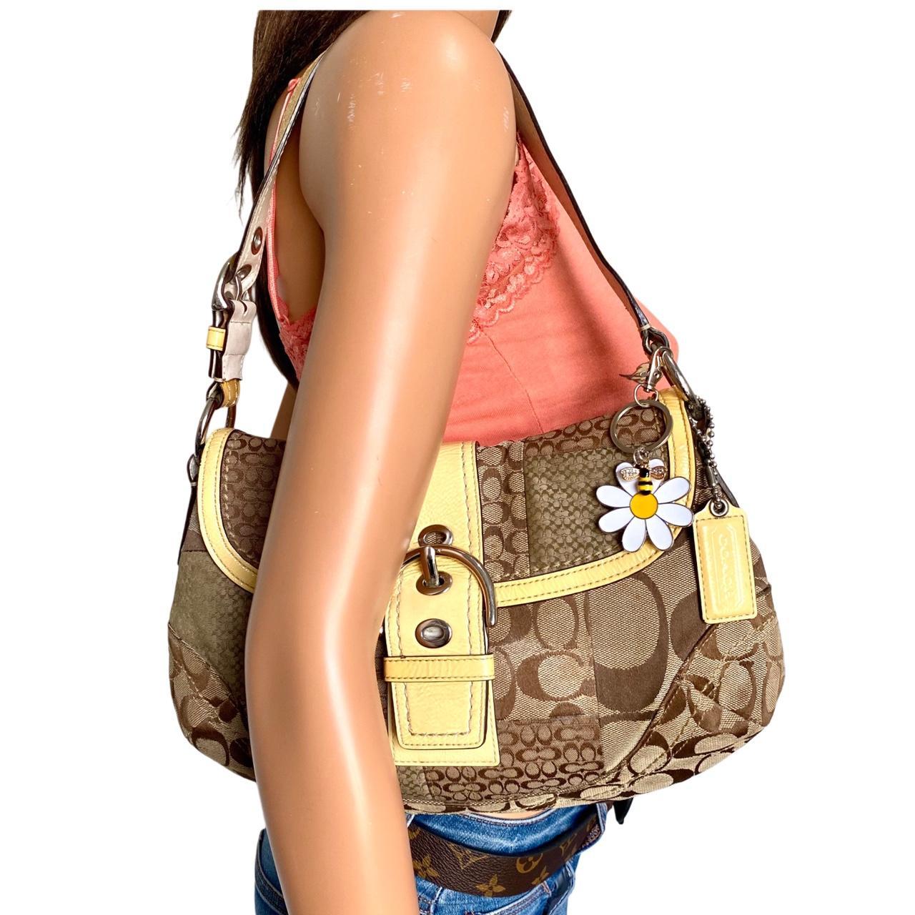 大人気アイテム Patchwork Coach Vintage canvas Depop | leather trim yellow バッグ