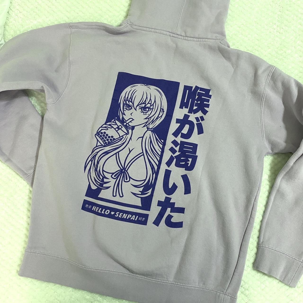 hello senpai lavender graphic hoodie size M for. Depop