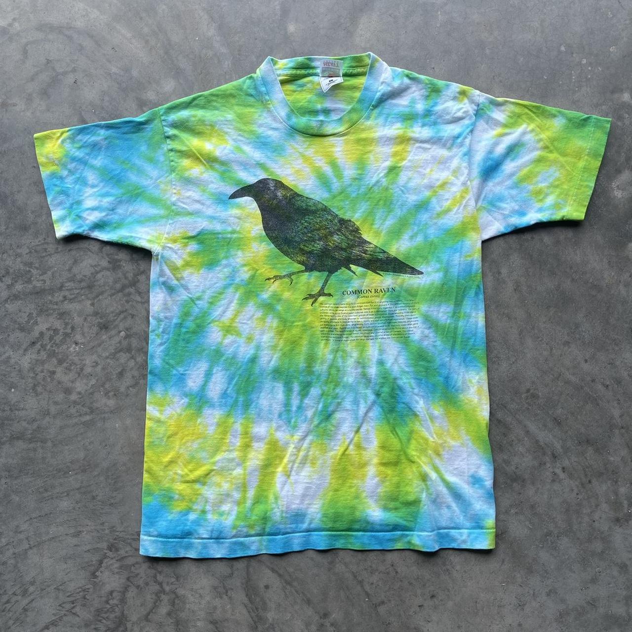 Vintage 90s Nature Bird Tie-Dye Tee (Single... - Depop