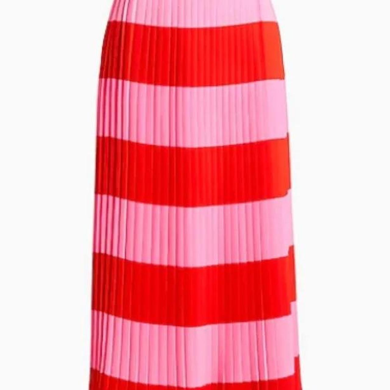 Pleated Midi Pink And Red Midi Skirt Pink Metallic Pleated Midi