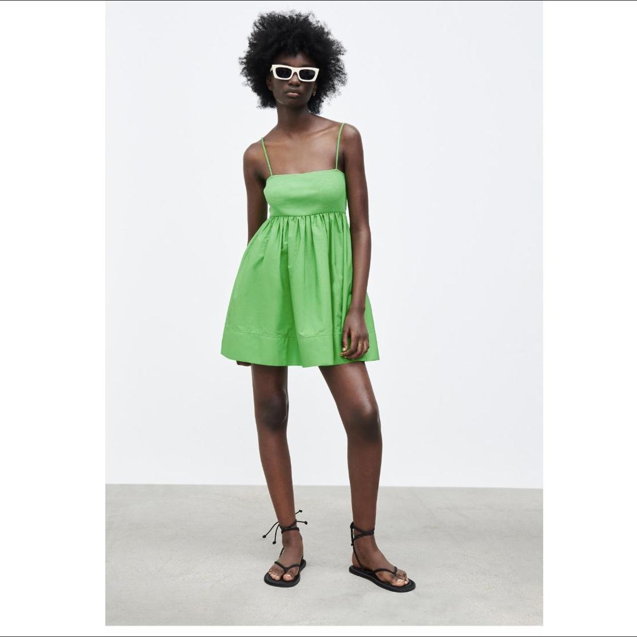 Zara Women's Green Dress Depop