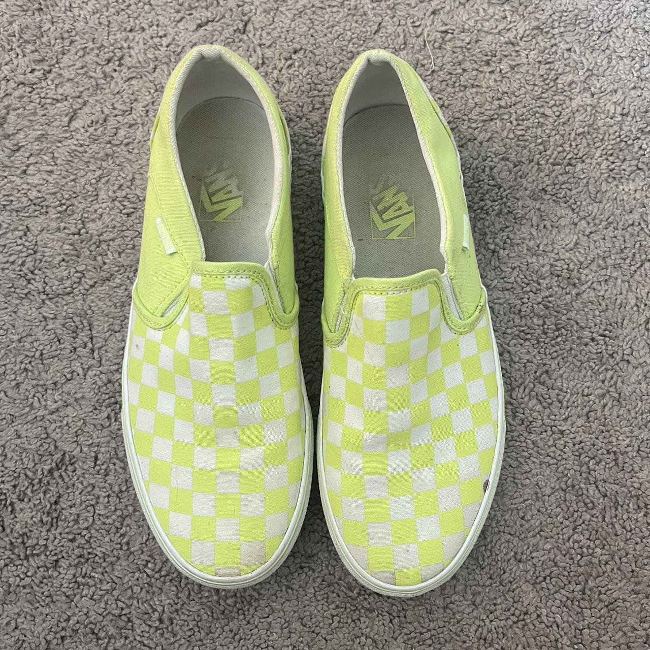 Lime green shop slip on vans