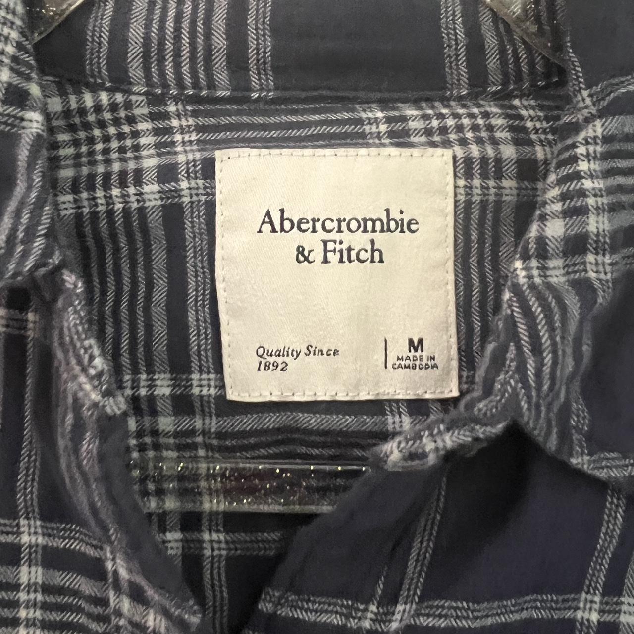 Abercrombie & Fitch navy blue and white flannel... - Depop