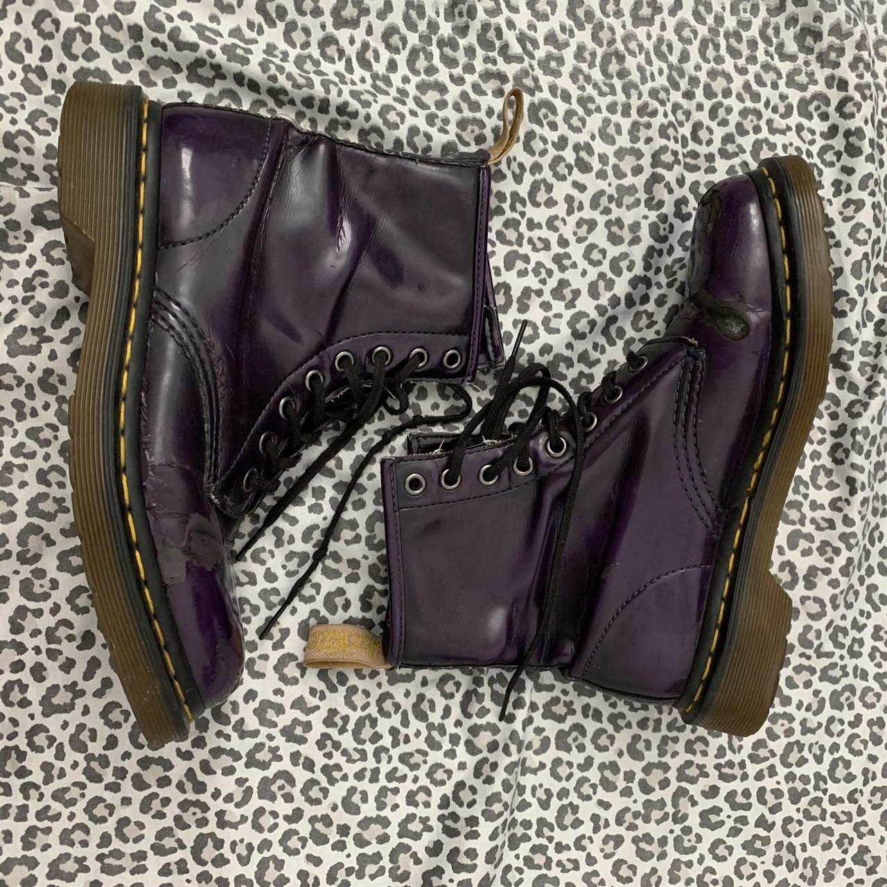 purple doc martens womens 7 has scuffing and peeling... Depop