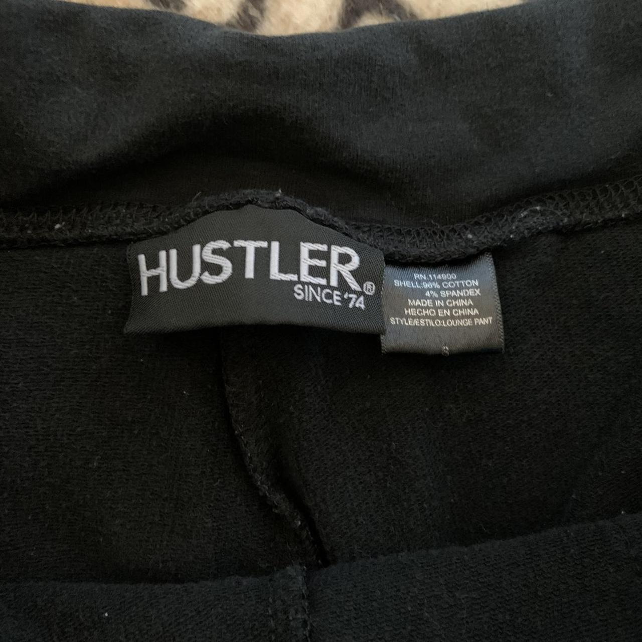 Hustler extremely low rise black track pants size... - Depop