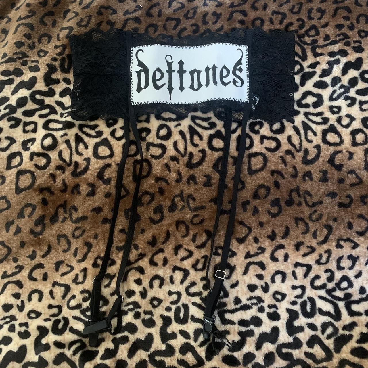 handmade by me Deftones black lace garter belt, size