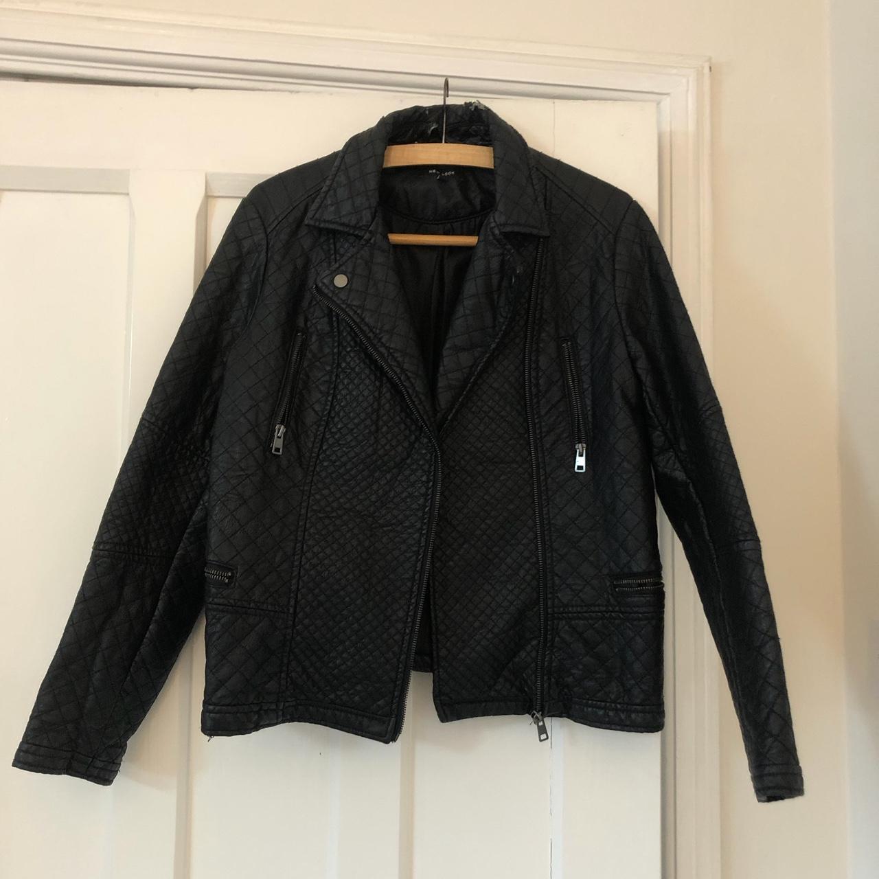 New look faux leather jacket zipped fitted... - Depop