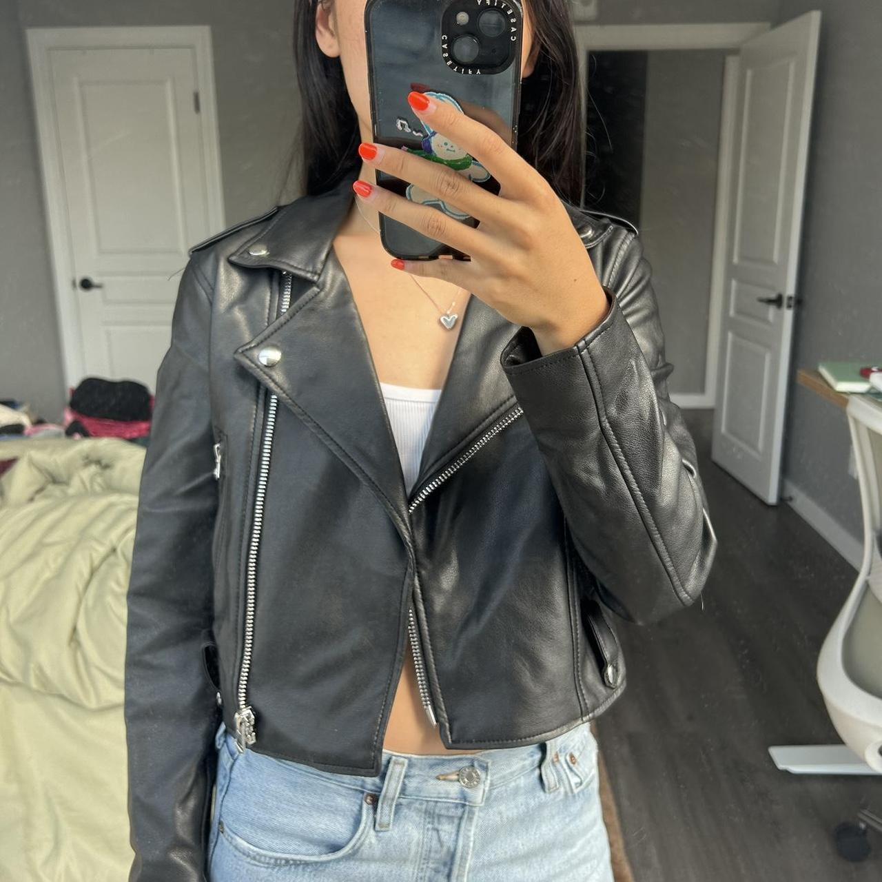 bershka cropped biker jacket