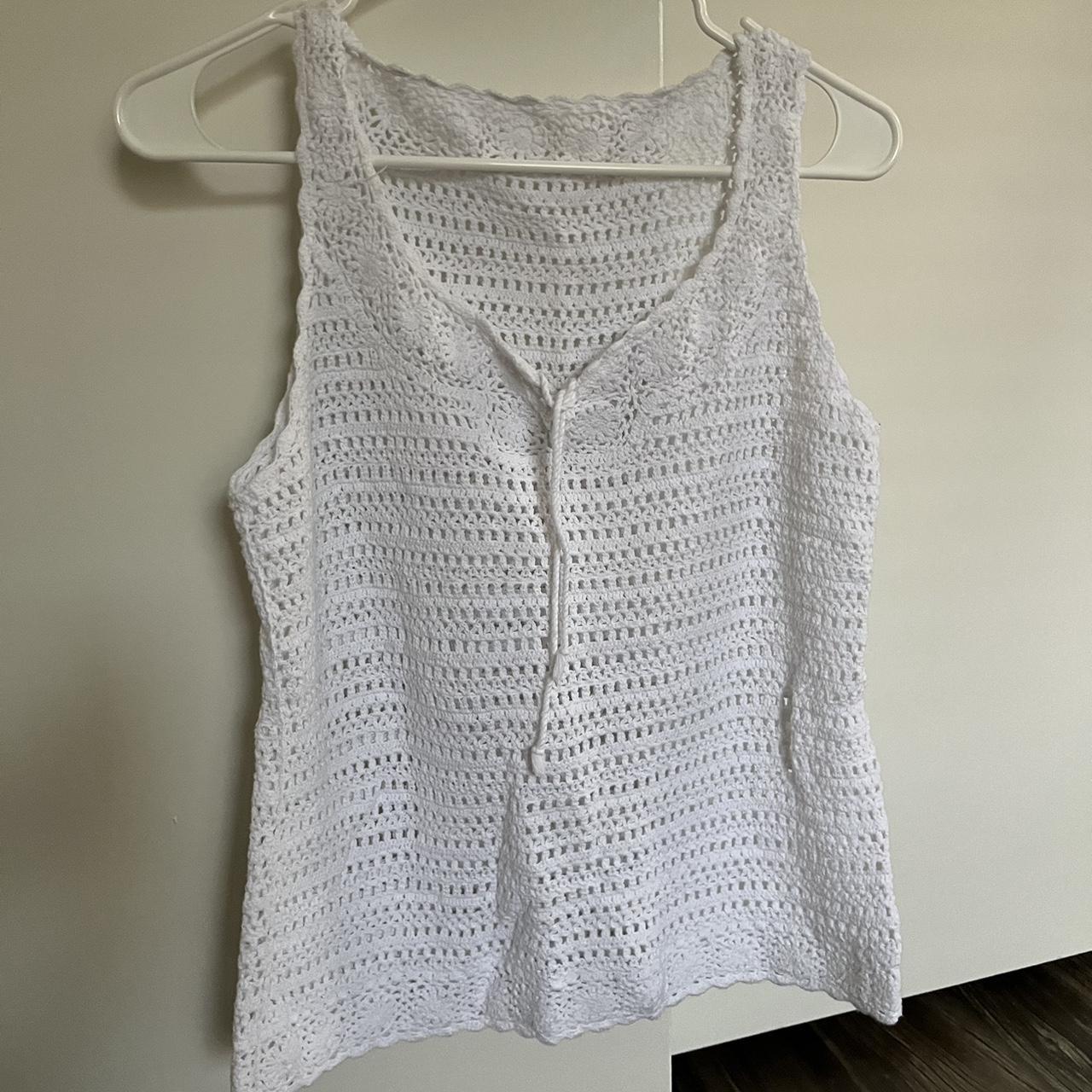 Perfect y2k summer white crochet top ! Size M , no... - Depop