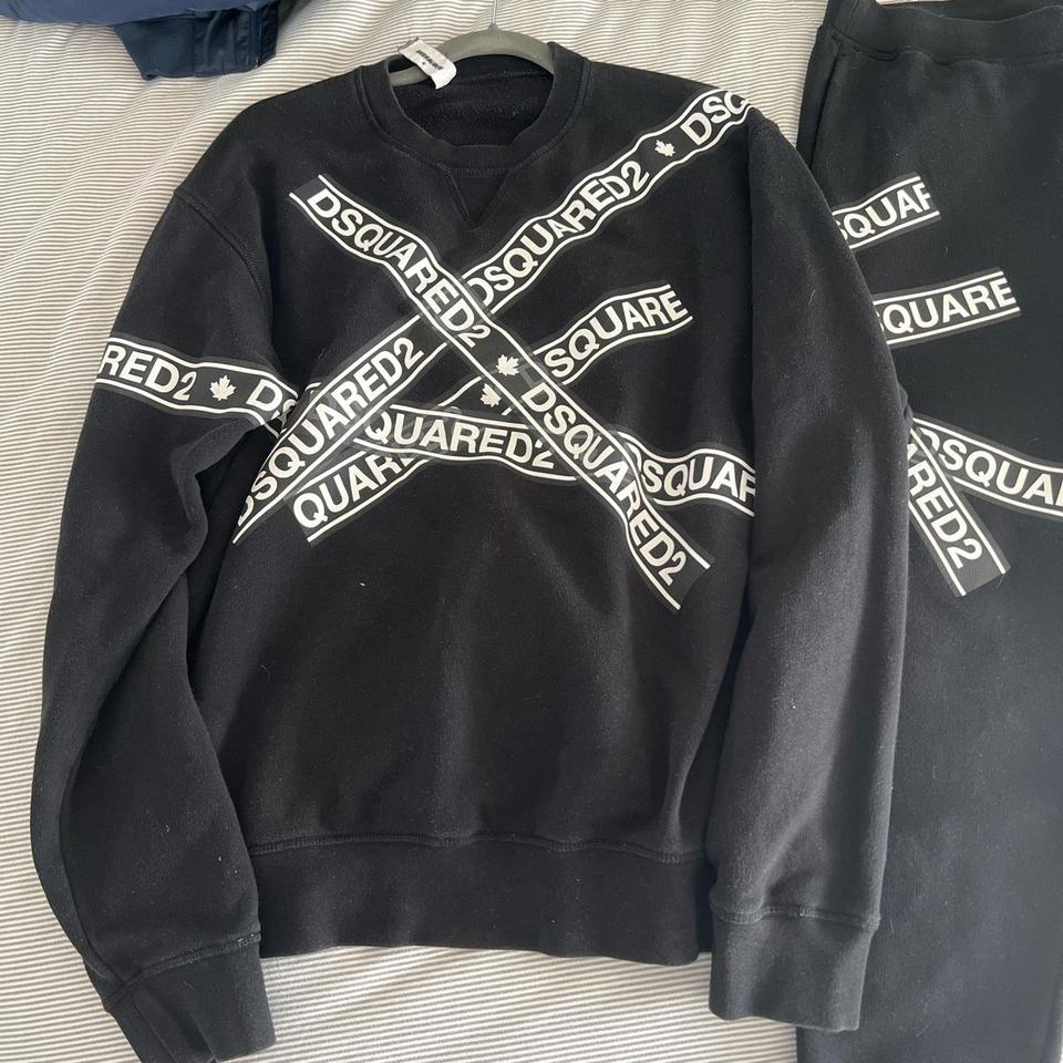 Dsquared2 tracksuit. Black and white tape logo. Depop