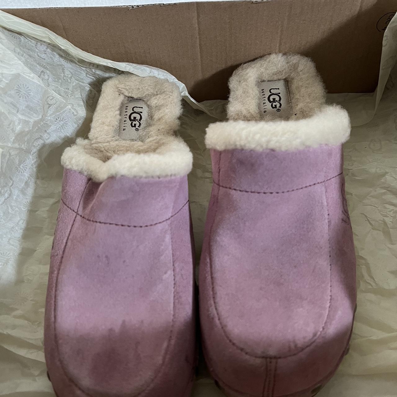 Pink Suede Ugg Wooden Clogs Size 7 Used Can ship... - Depop