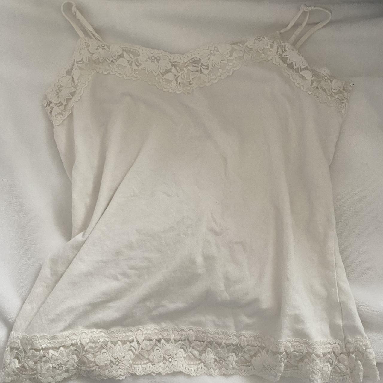 vintage lace white cami top so cute and great to... - Depop
