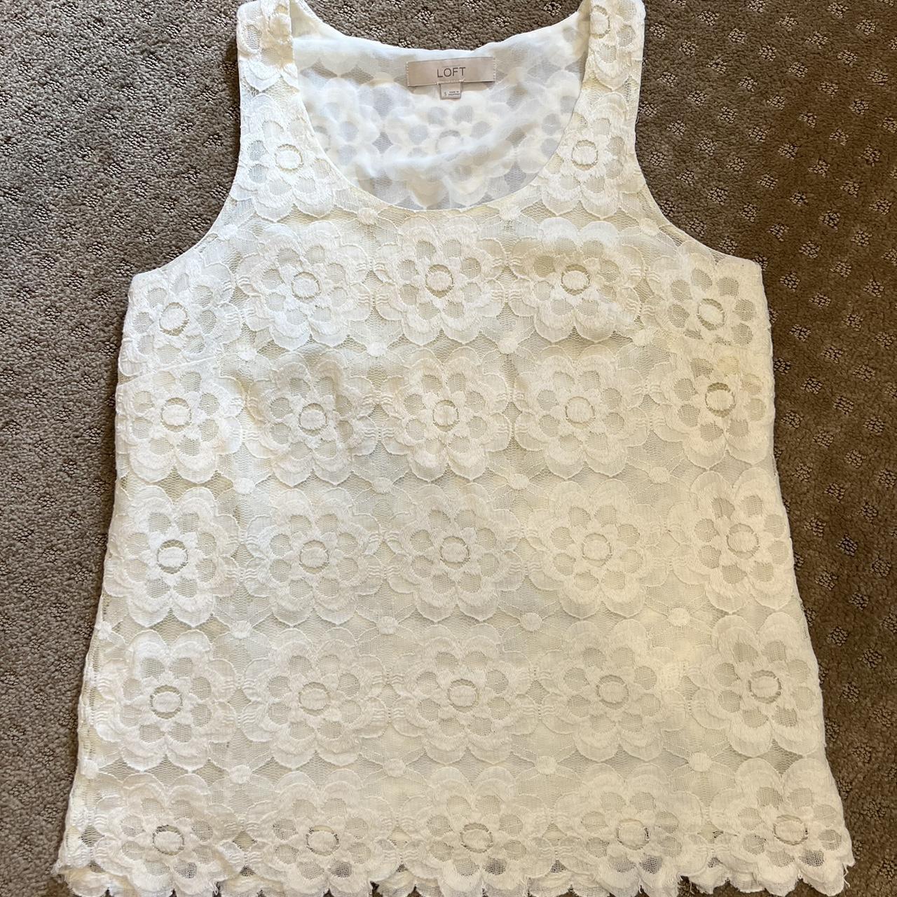 Loft women’s lace tank, fully lined, cream, size