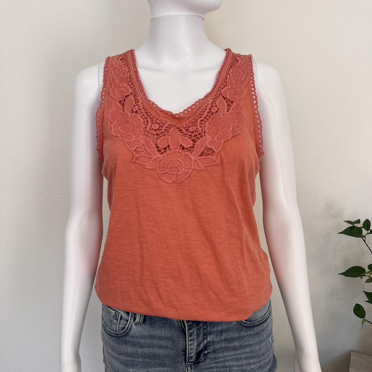 Ann Taylor Loft crochet lace collar tank top, Depop
