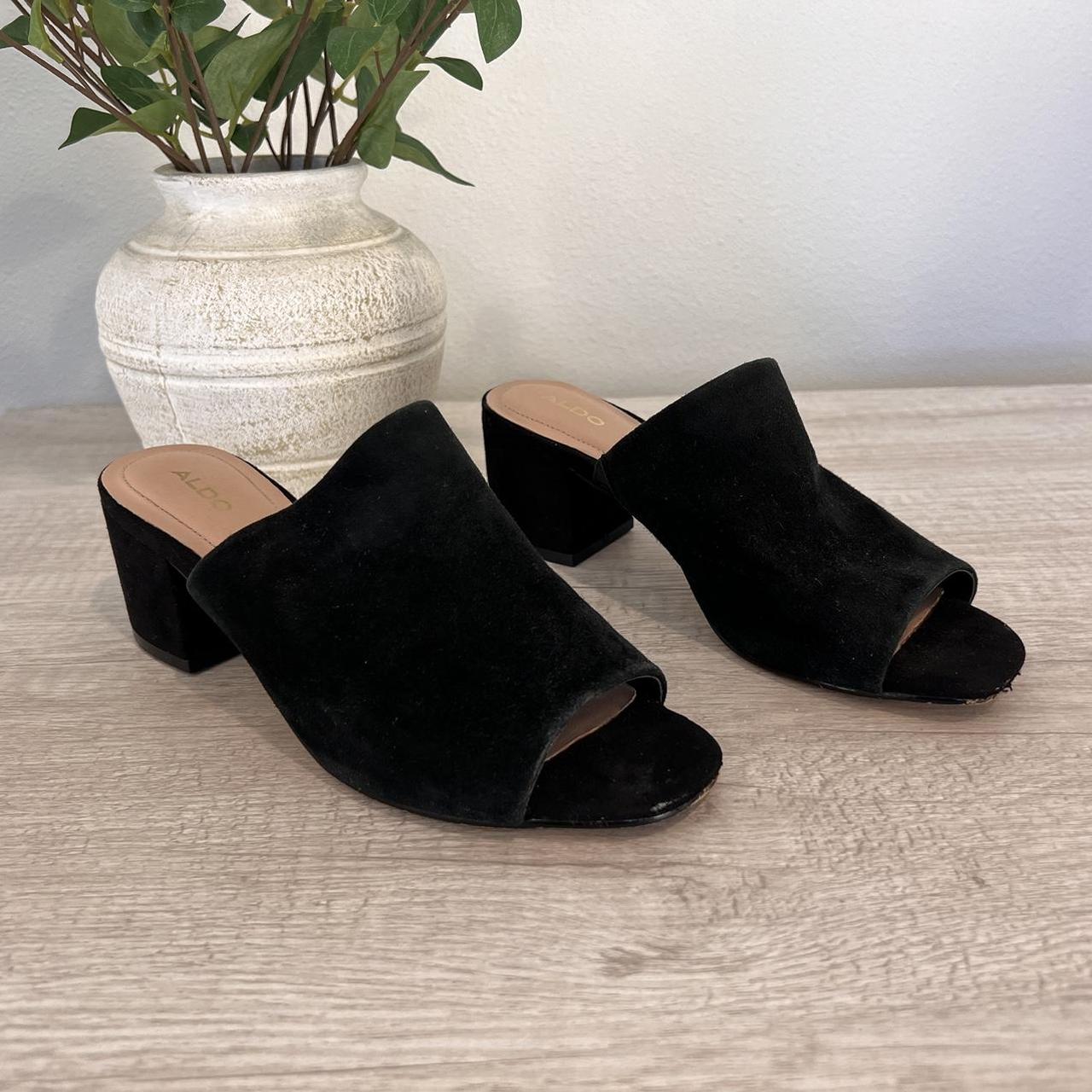 ALDO Women s Alaska Mule black suede leather block. Depop