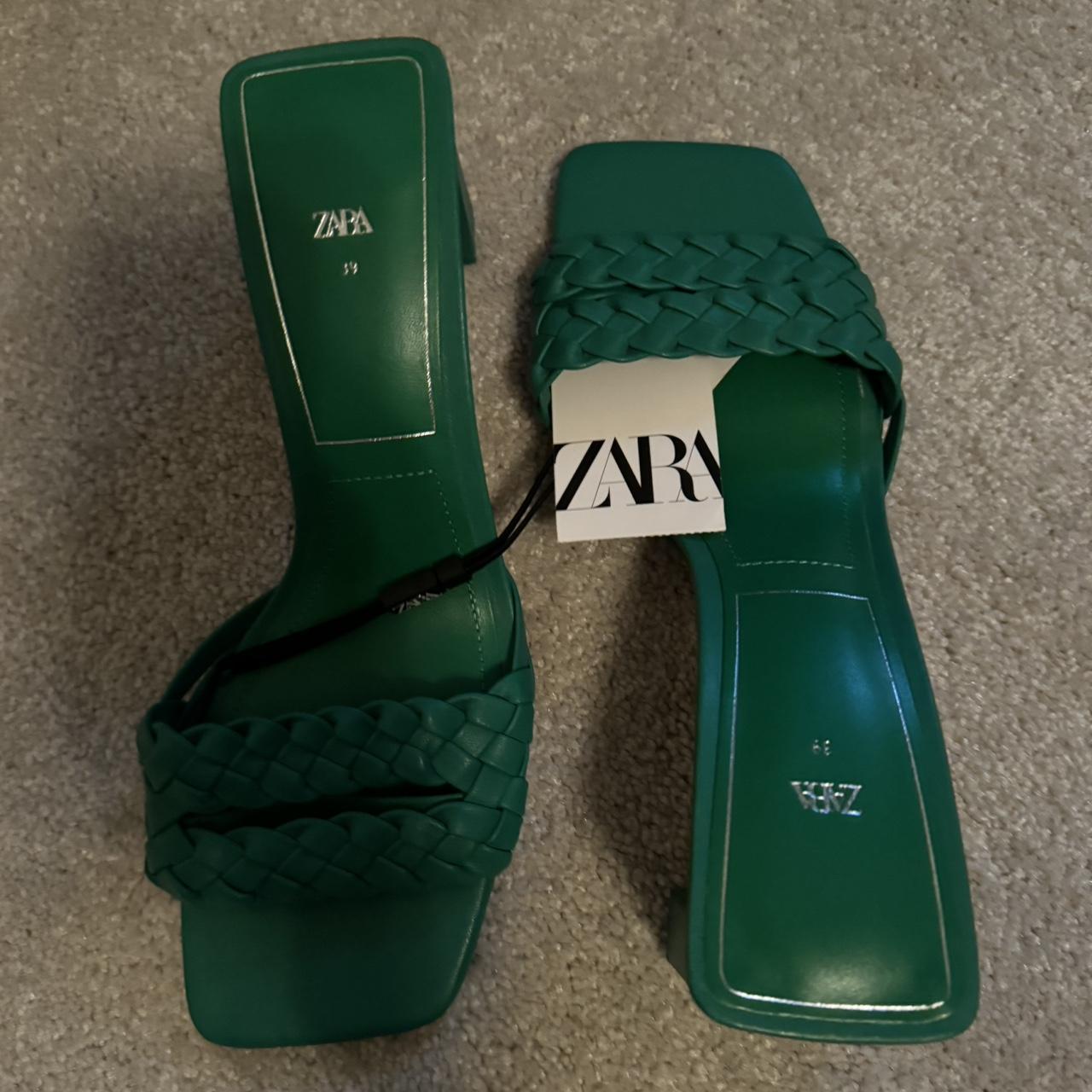 Zara green braided heels size US Orginally