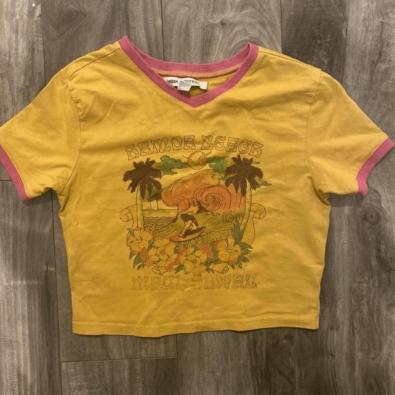 Urban Outfitters Women's Yellow and Pink Shirt