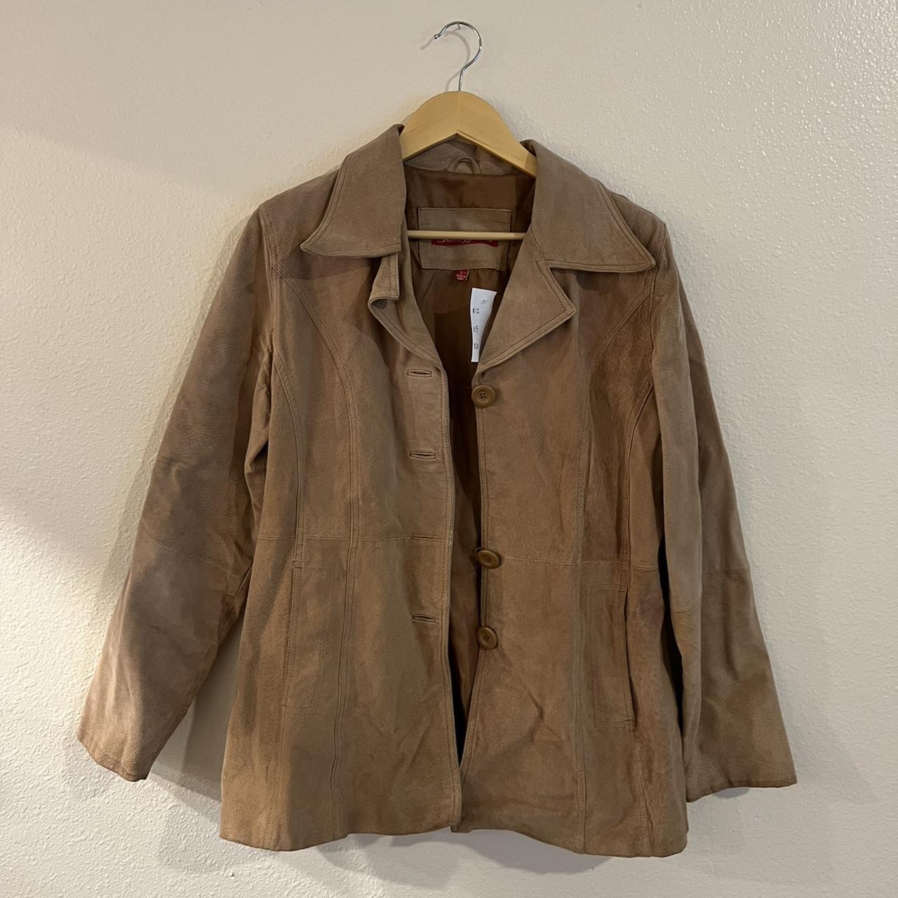 Vintage caramel suede jacket Depop