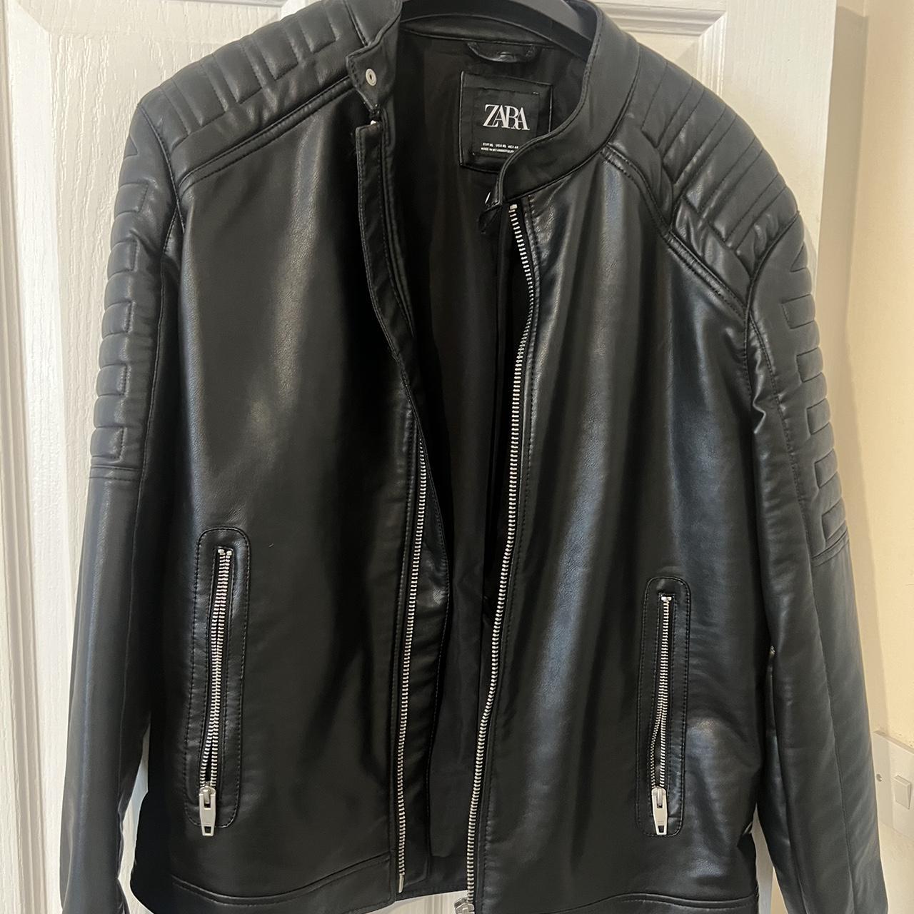 Zara Black Leather Jacket Depop