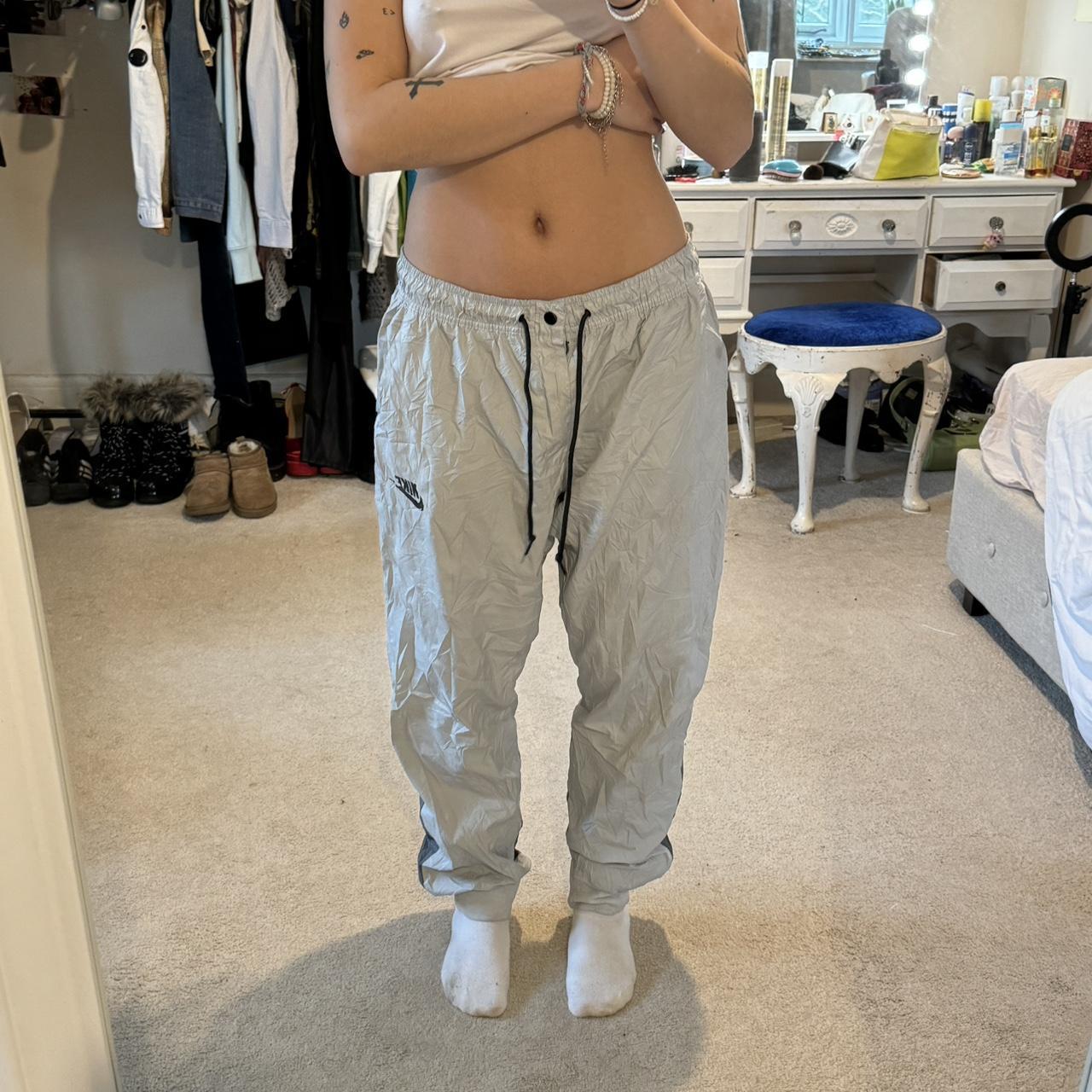 Grey Nike baggy oversized track pants joggers... - Depop