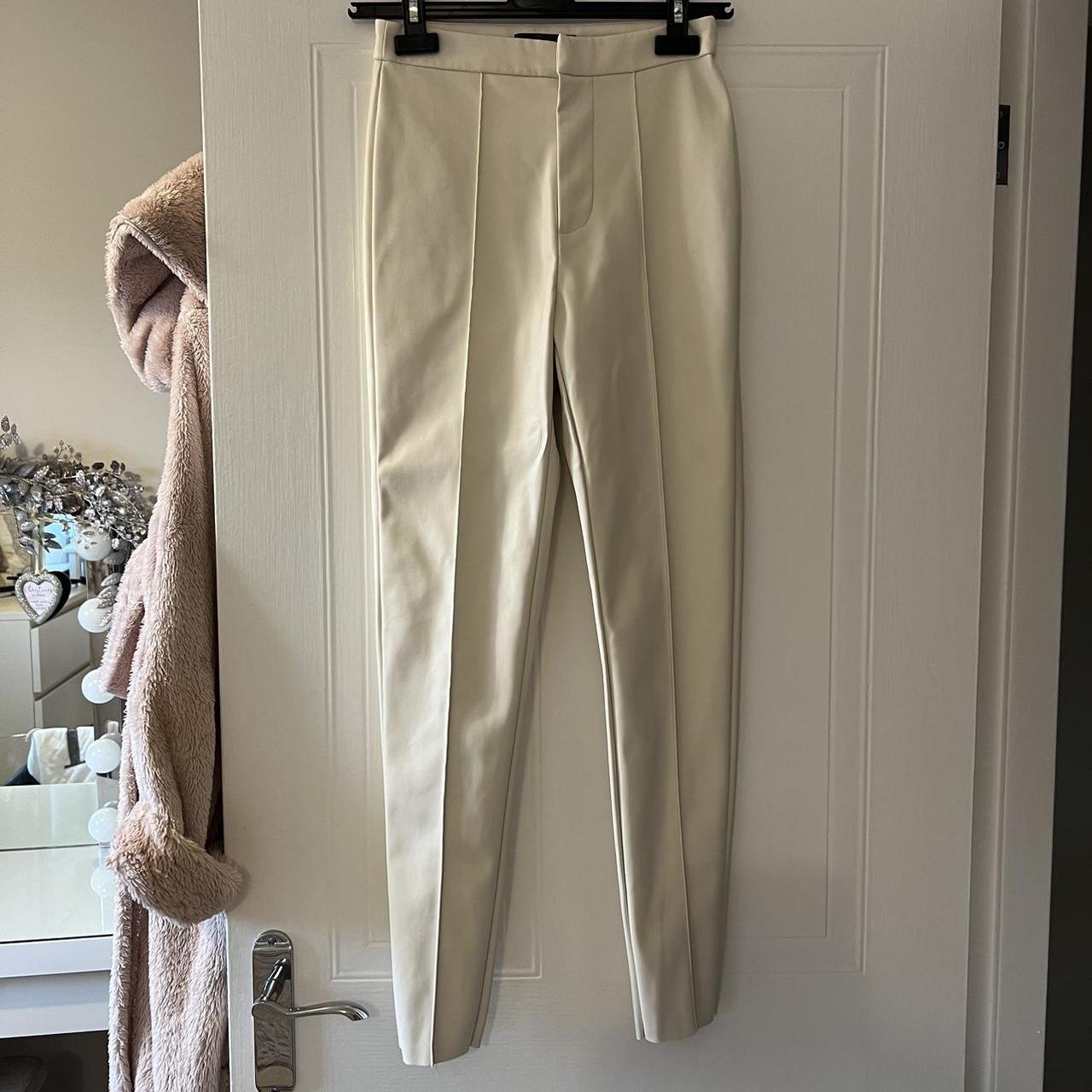 Primark cream leather trousers Size 6 Never been worn Depop