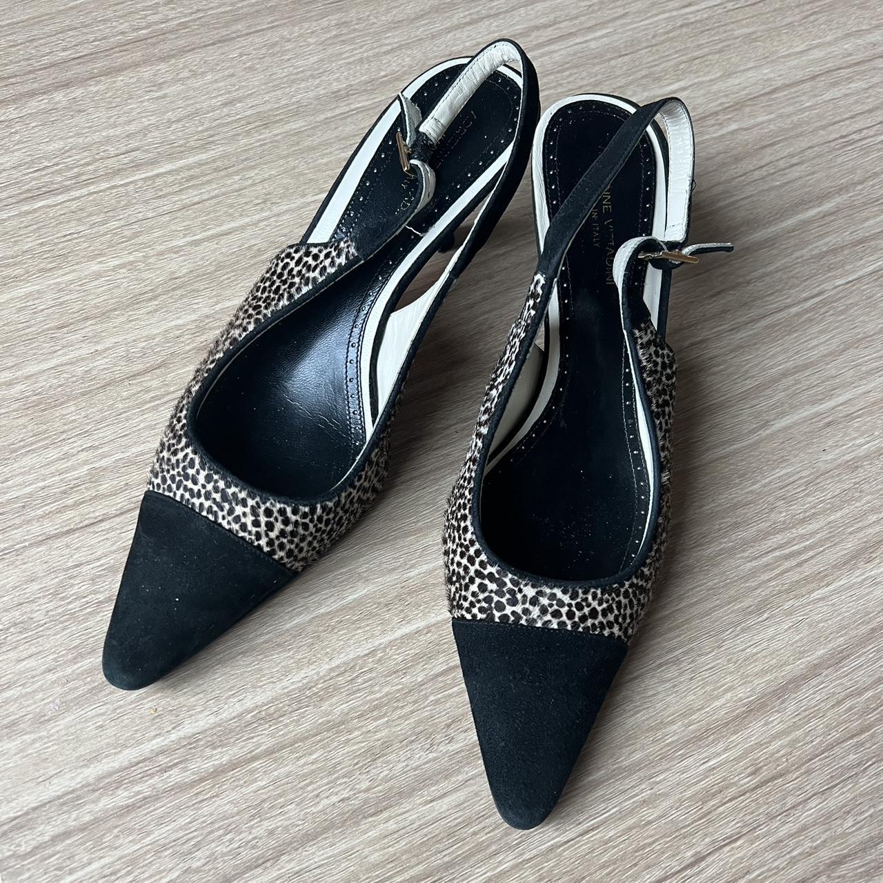 KITTEN HEELS POINTED TOE SLING BACK SIZE 6.5 SLIGHT... - Depop