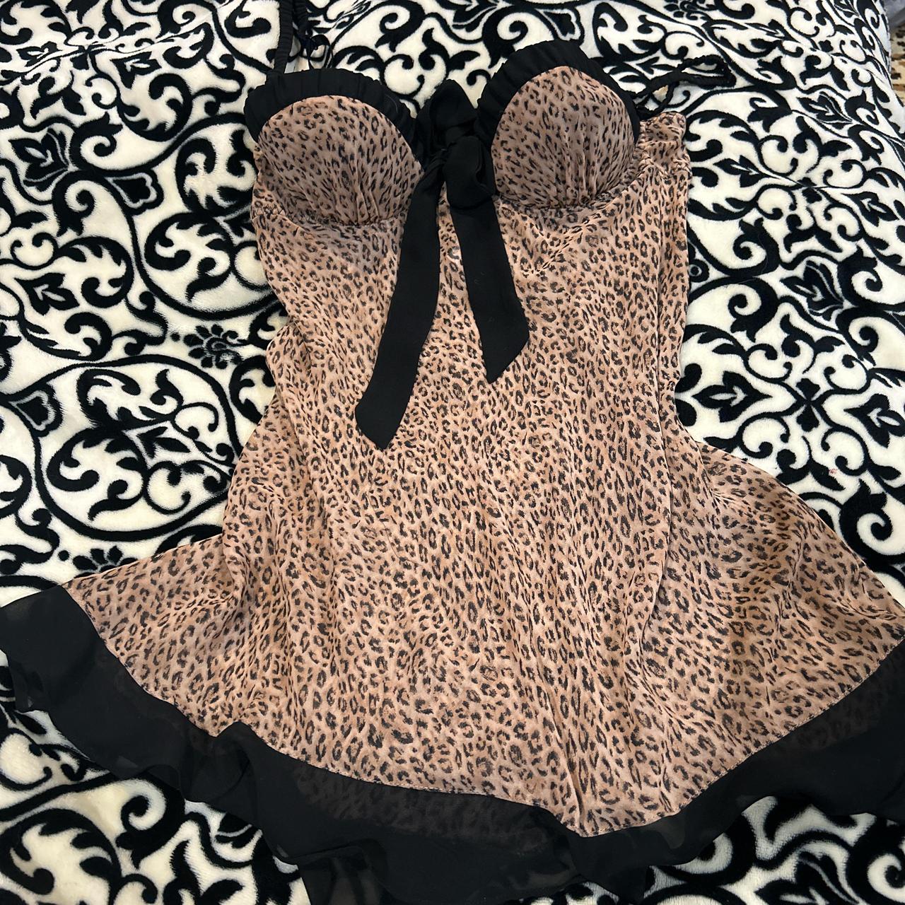 cheetah print mini dress / lingerie sleepwear , no... - Depop