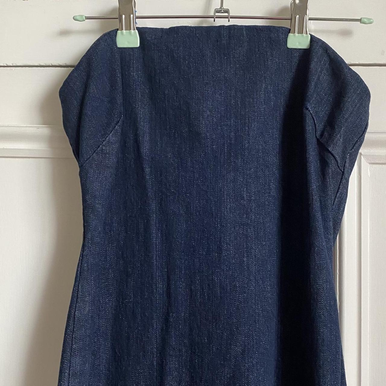 Zara dark denim strapless midi dress. Slight curve... - Depop