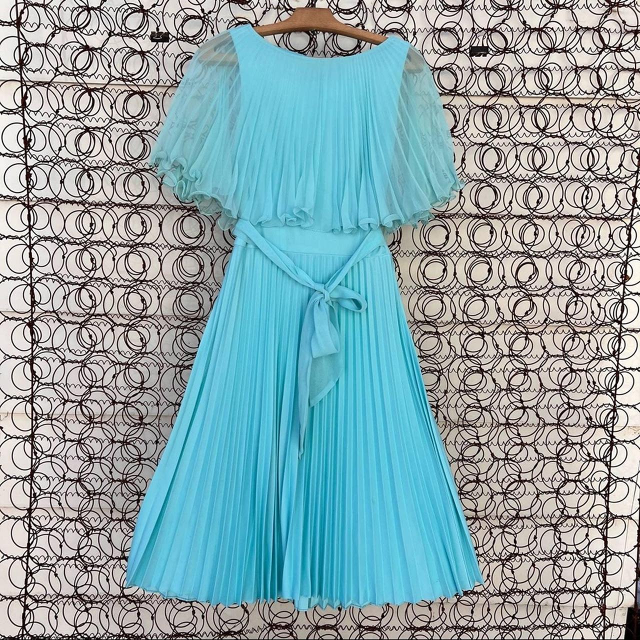 Vintage 60s light blue sheer cape accordion pleat... - Depop