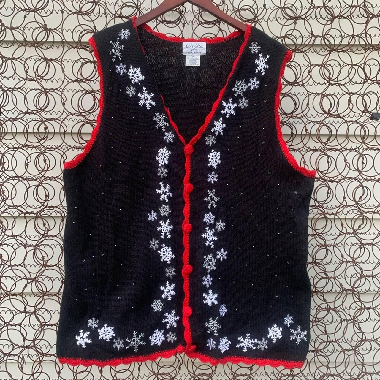 Vintage Basic Editions ugly Christmas sweater vest.... - Depop
