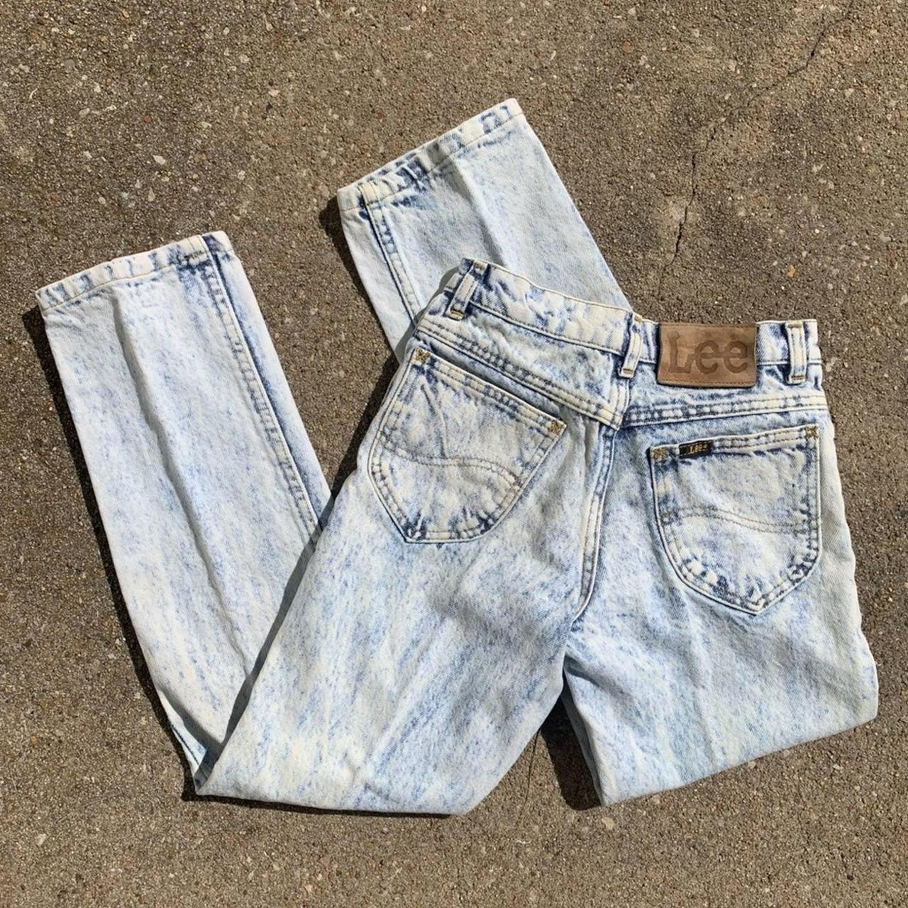 Vintage 80s Acid Wash Lee pedal pusher jeans (ankle - Depop