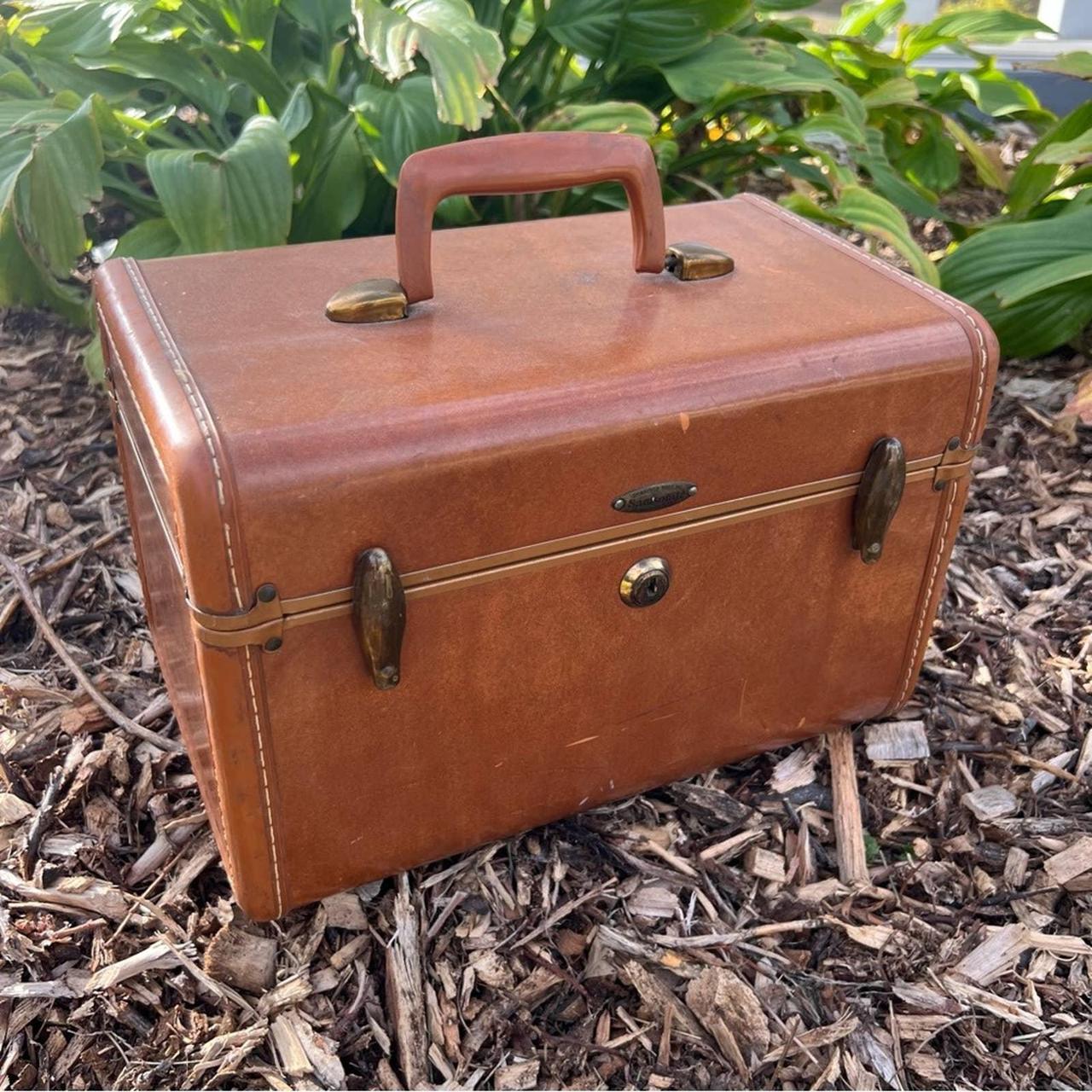 Vintage MCM Samsonite Brown Makeup Train Case Lined Depop